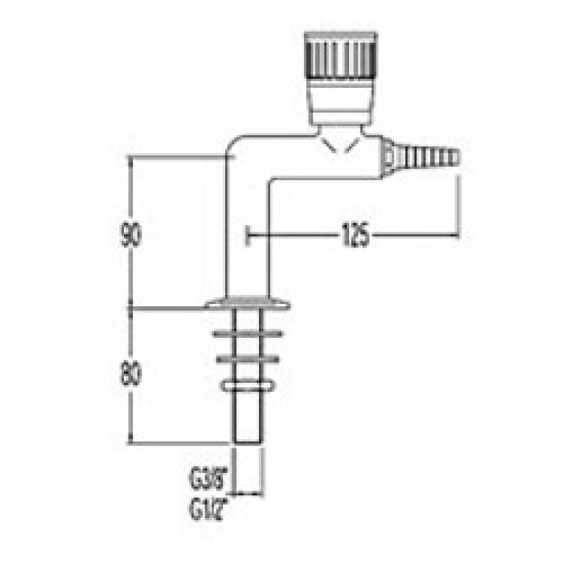 Кран для технического газа (N2) для установки в столешницу 13010_2 ЛОИП
